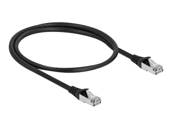 Delock - Koblingskabel - RJ-45 (hann) til RJ-45 (hann) - 50 cm - 6 mm - S/FTP - CAT 6a - formstøpt, utendørs, uten hindringer - svart