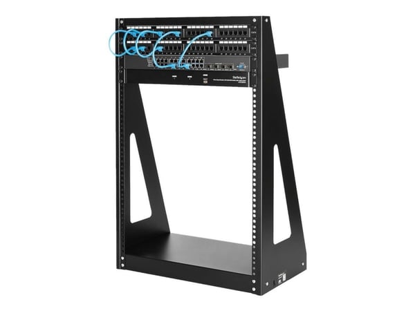 Startech 16U Open Frame Network Rack - 19" 2 Post Free Standing Desktop Rack for Computer, AV, Media, IT Equipment for Server Room (2POSTRACK16) - ...