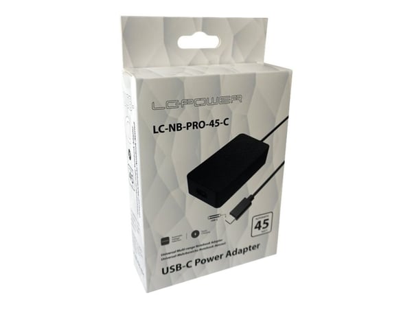 LC Power LC-NB-PRO-45-C - Strømadapter - AC 110-240 V - 45 watt - svart