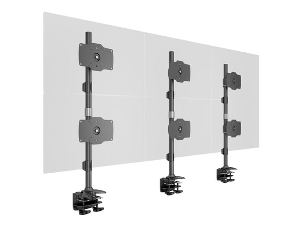 Multibrackets M - Monteringssett (3 klemmer, 3 stativ) - for 6 LCD-skjermer - aluminium, stål - svart - skjermstørrelse: 24"-32" - skrivebordsmonte...