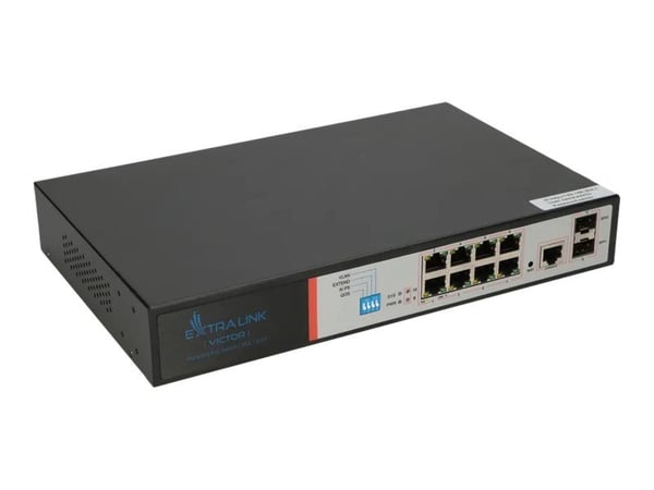 Extralink VICTOR - Switch - Styrt - 8 x 10/100/1000 (PoE+) + 2 x SFP (mini-GBIC) (opplink) - rackmonterbar - PoE+ (150 W)