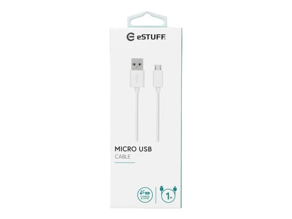 eSTUFF - USB-kabel - Micro-USB Type A (hann) til USB (hann) - 1 m - hvit