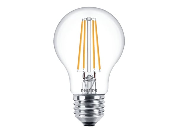 Philips - LED-filamentlyspære - form: A60 - klar finish - E27 - 7 W (ekvivalent 60 W) - klasse E - varmt hvitt lys - 2700 K (en pakke 3)
