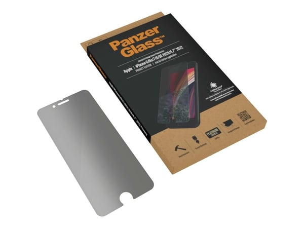 PanzerGlass™ | Privacy Edition - Skjermbeskytter for mobiltelefon - Standard passform - Krystallklar | Apple iPhone 6, 6s, 7, 8, SE (2. generasjon)