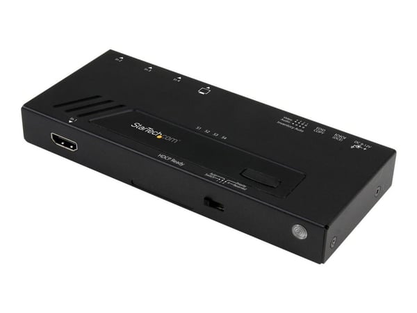 StarTech.com 4-ports HDMI automatisk videosvitsj - 4K 2x1 HDMI-svitsj med rask svitsjing, automatisk registrering og seriell kontroll - Video/lydbr...