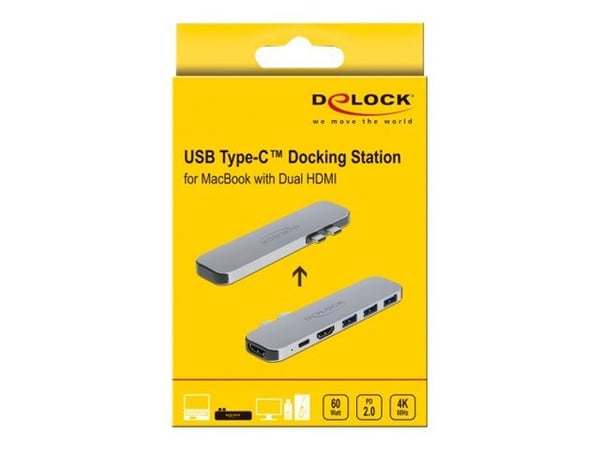 Delock Dockingstation für MacBook Dual HDMI 4K / PD / Hub