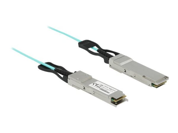 Delock - Direkte 40GBase-koblingskabel - QSFP+ (hann) til QSFP+ (hann) - 10 m - 3 mm - fiberoptisk - SFF-8436 - Active Optical Cable (AOC) - akvamarin