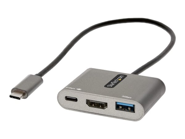 StarTech.com USB C moniporttisovitin, USB-C HDMI 4K-videoon, 100W Power Delivery Passthrough -lataus, 2-porttinen USB 3.0 -keskitin 5Gbps (1xType-C...