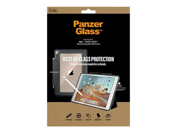 PanzerGlass - Black Edition - tabletti flip cover - karkea - antibakteerinen - muovi - Applen 10,2 tuuman iPadille; 10,5 tuuman iPad Air (3. sukupo...