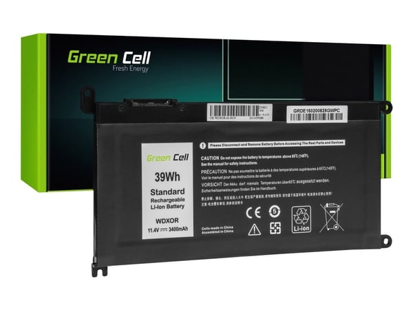 Green Cell - Batteri til bærbar PC (standard) (tilsvarer: Dell WDX0R) - litiumpolymer - 3400 mAh - 39 Wh - svart - for Dell Inspiron 13 53XX, 15 55...