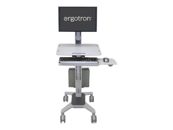 Ergotron WorkFit-C Single LD Sit-Stand Workstation - Vogn - for LCD-skjerm / PC-utstyr - grå - skjermstørrelse: inntil 30"