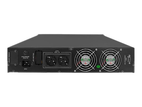 Qoltec - UPS (kan monteres i rack) - AC 115-300 V - 2400 watt - 3000 VA - 7 Ah - RS-232 - utgangskontakter: 2 - svart