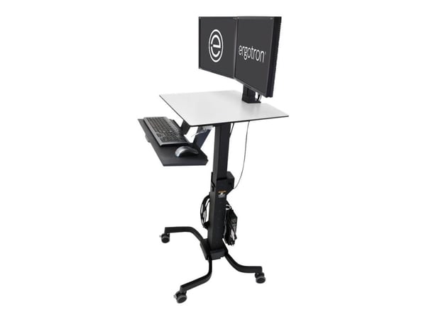 Ergotron WorkFit-C Dual - Sitte/stående arbeidsstasjon - mobil - rektangulær - grå - svart sokkel