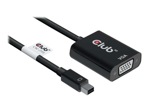 Club 3D CAC-2113 - Video adapter - Mini DisplayPort (hann) til HD-15 (VGA) (hunn) - DisplayPort 1.1a - 22.86 cm - 1080p-støtte, aktiv, 1920 x 1200 ...