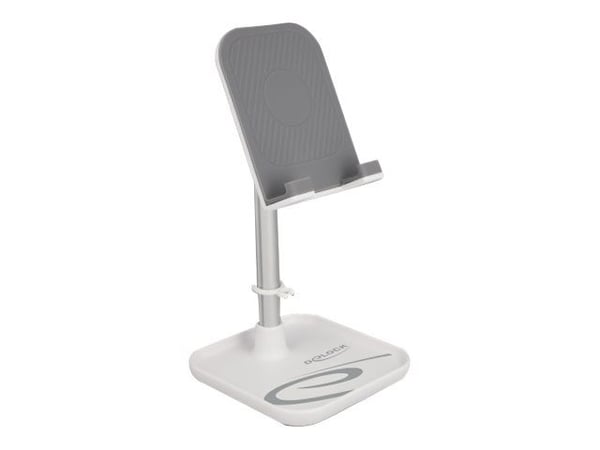 Delock - Stativ for mobiltelefon, nettbrett - telescopic with storage - hvit, sølv