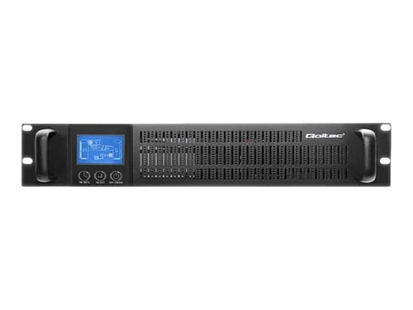 Qoltec - UPS (kan monteres i rack) - AC 115-300 V - 2400 watt - 3000 VA - 7 Ah - RS-232 - utgangskontakter: 2 - svart
