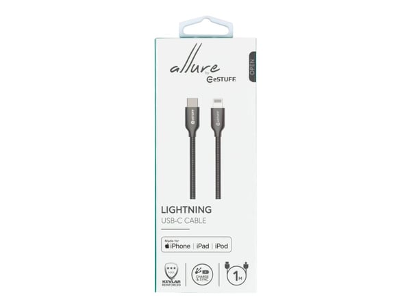 eSTUFF - Lightning-kabel - Lightning hann til USB-C hann - 1 m - stål - Power Delivery-støtte