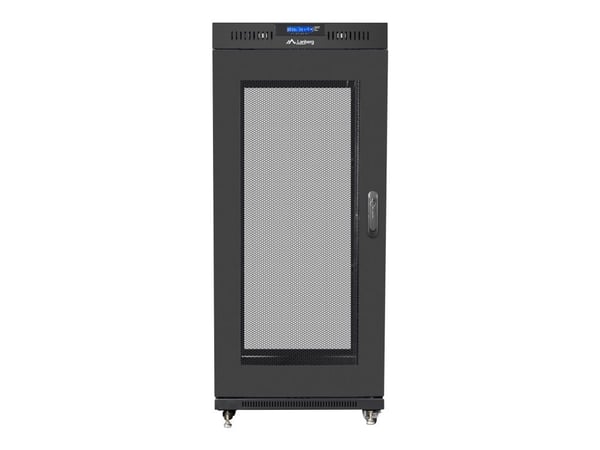 Lanberg - Rack skap - med 4 kjølevifter, display - svart, RAL 9004 - 27U - 19"