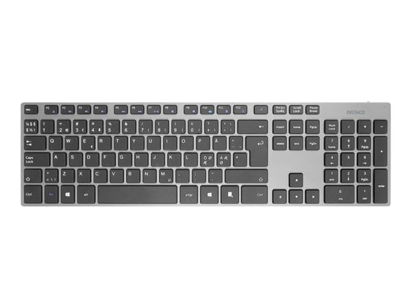 DELTACO TB-802 - Tastatur - trådløs - 2.4 GHz - QWERTY - Pan Nordic - mørk grå