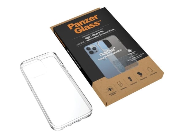 PanzerGlass ClearCase - Baksidesskydd för mobiltelefon - härdat glas, termoplastisk polyuretan (TPU) - klar - för Apple iPhone 13 Pro
