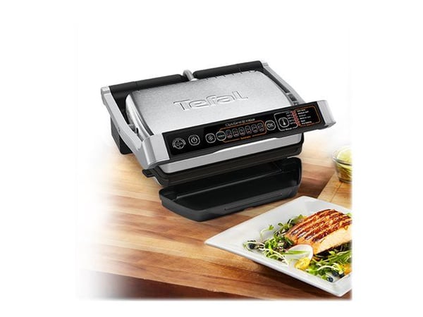 Tefal OptiGrill+ GC706D34 - Grill - elektrisk - 600 kvadratcentimeter - rustfritt stål / svart