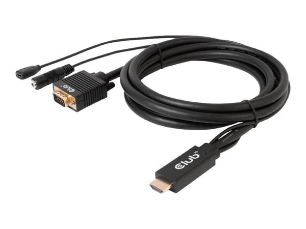 Club 3D - Adapterkabel - HDMI, Micro-USB type B (kun strøm) hann til HD-15 (VGA), mini-phone stereo 3.5 mm - 2 m - 1080p-støtte