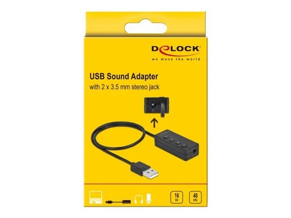 DeLOCK 66731, 2 x 3.5mm, Naaras, USB A-tyyppi, Uros, 0,4 m, Musta