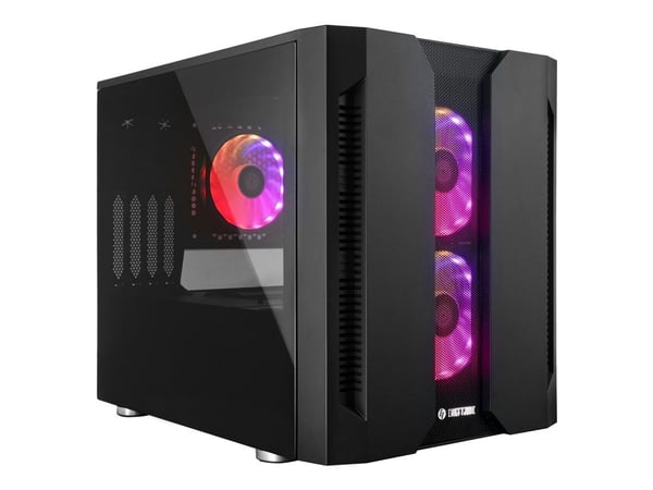 Chieftronic M2 - Kube - micro ATX - sidepanel med vindu (herdet glass) - ingen strømforsyning (ATX) - svart - USB/lyd
