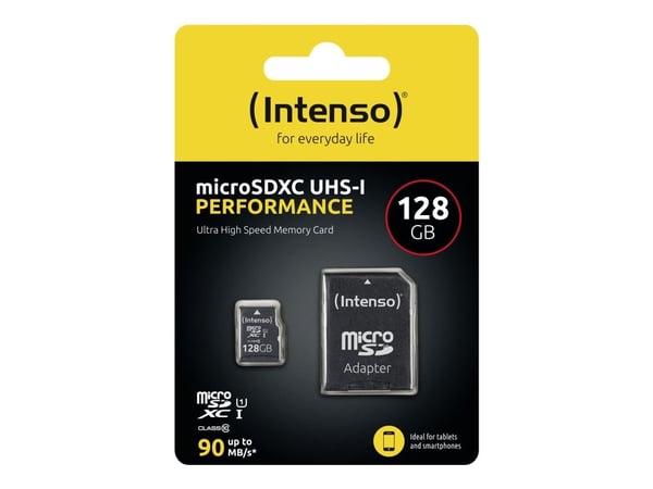 Intenso - Flashminnekort (SD-adapter inkludert) - 128 GB - UHS-I U1 / Class10 - microSDXC UHS-I