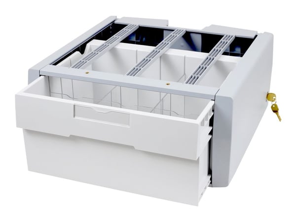Ergotron StyleView ekstra oppbevaringsskuff, enkel høy - komponenter for montering (skyvbare skuffer) - for trolley - låsbar - grå, hvit
