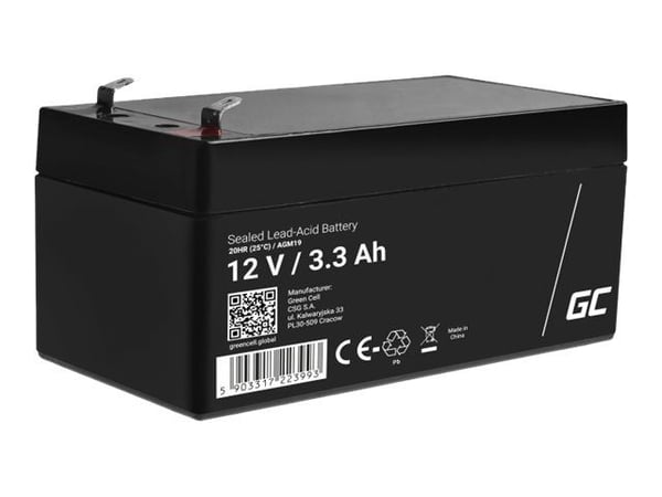 Green Cell - UPS-batteri - 1 x batteri - Sealed Lead Acid (SLA) - 3.3 Ah - svart
