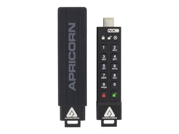 Apricorn Aegis Secure Key 3NXC - USB-flashstasjon - kryptert - FIPS 140-2 Level 3 - 64 GB - USB-C 3.2 Gen 1 - TAA-samsvar