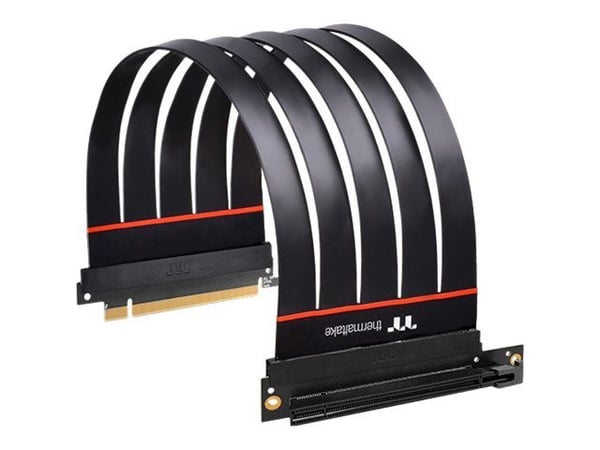 Thermaltake TT Premium PCI-E 4.0 Extender - PCI Express x16-kabel - 164 pin PCI Express (hann) til 164 pin PCI Express (hunn) vinklet - 30 cm - svart