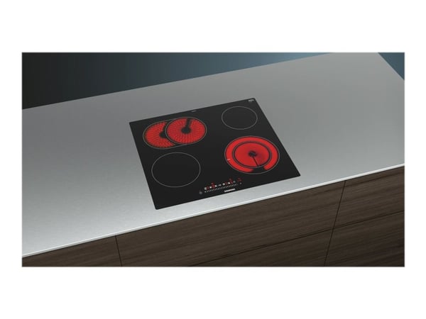 Siemens iQ300 ET601FNP1E - Keramisk komfyrtopp - 4 plater - Nisje - bredde: 56 cm - dybde: 50 cm - flukt - svart