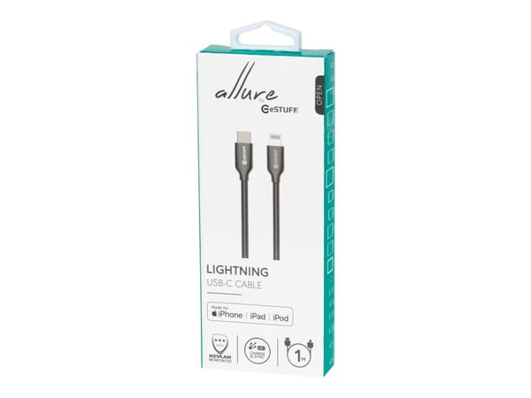 eSTUFF - Lightning-kabel - Lightning hann til USB-C hann - 1 m - stål - Power Delivery-støtte