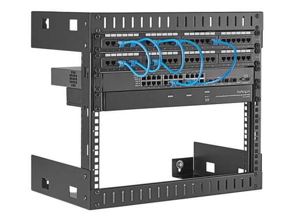 StarTech.com 8U 19" Wall Mount Network Rack - 12" Deep 2 Post Open Frame Server Room Rack for Data/AV/IT/Computer Equipment/Patch Panel with Cage N...