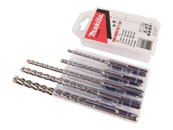 Makita Nemesis II - Boresett - hammerbits - 5 deler - 5 mm, 6 mm, 8 mm, 10 mm - SDS-pluss - lengde: 115 - 165 mm