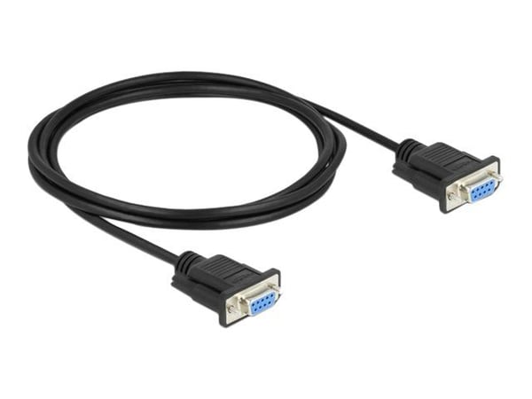 Delock - Null modem-kabel - DB-9 (hunn) til DB-9 (hunn) - 2 m - tommelskruer - svart