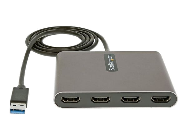 StarTech.com USB 3.0 - 4x HDMI-sovitin - Ulkoinen video- ja grafiikkakortti - USB Type-A - Quad HDMI Display Adapter Dongle - 1080p 60Hz - Moninäyt...