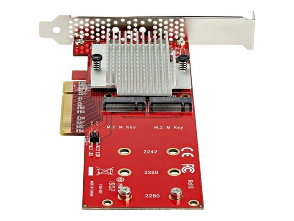 StarTech.com x8 Dual M.2 PCIe NVMe SSD Adapter - PCIe 3.0 - Gränssnittsadapter - M.2 - Expansion Slot to M.2 - M.2 Card - låg profil - PCIe 3.0 x8 ...