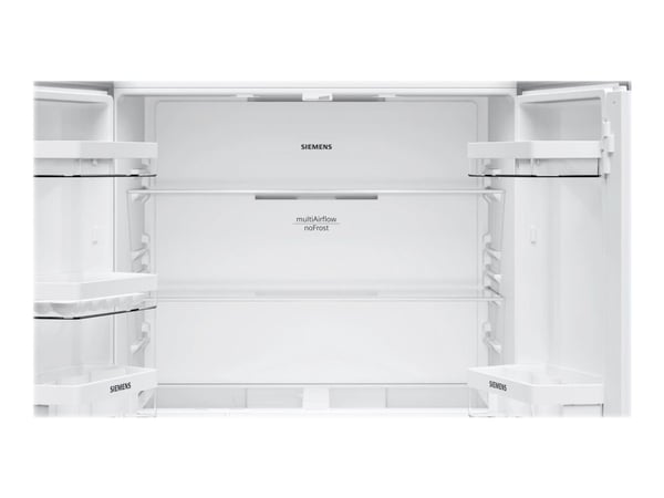 Siemens iQ300 KF96NVPEA - Kjøleskap/fryser - side-ved-side - bredde: 91 cm - dybde: 73.1 cm - høyde: 183 cm - 605 liter - Klasse E - rustfritt stål