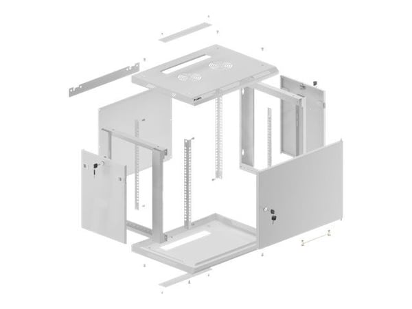 Lanberg WF01 64/66 V2 Series WF01-6409-00S - Skap - veggmonterbar - grå, RAL 7035 - 9U - 19"