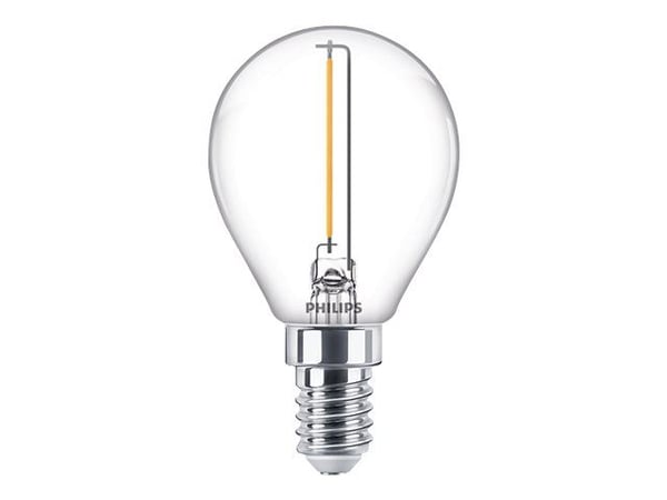 Philips - LED-filamentlyspære - form: P45 - klar finish - E14 - 1.4 W (ekvivalent 15 W) - klasse F - varmt hvitt lys - 2700 K
