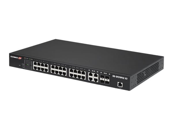 Edimax Pro GS-5424PLC V2 - Switch - smart - 24 x 10/100/1000 (PoE+) + 4 x kombo-SFP - rackmonterbar - PoE+ (400 W)