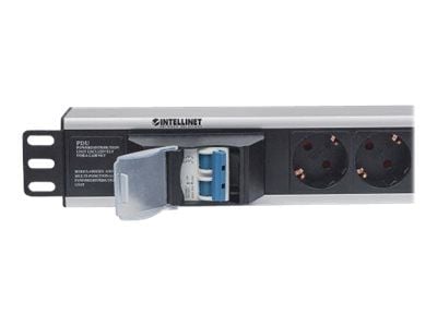 Intellinet 19" 1.5U Rackmount 6-Way Power Strip - German Type", Double Air Switch, ei ylijännitesuojaa, 1.6m virtajohto - Virranjakoyksikkö (rack-v...