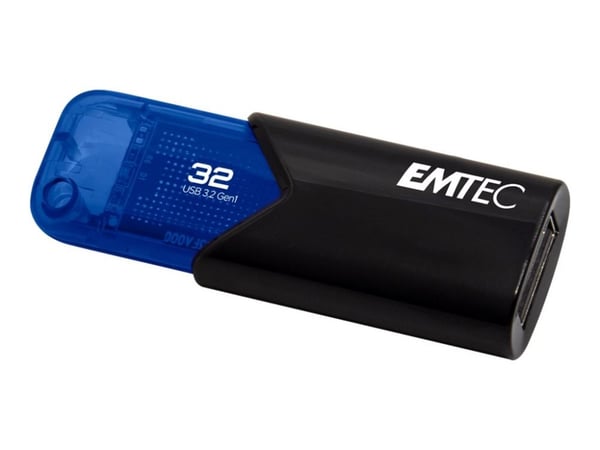 EMTEC B110 Click Easy 3.2 - USB-flashstasjon - 32 GB - USB 3.2 Gen 1 - blå, svart