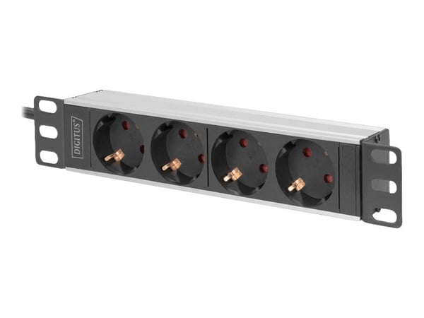 DIGITUS - Flerkoplingslist (kan monteres i rack) - AC 250 V - 4000 watt - inngang: CEE 7/4 - utgangskontakter: 4 (4 x strøm) - 1U - 10" - 2 m kabel DIGITUS - Flerkoplingslist (kan monteres i rack) - AC 250 V - 4000 watt - inngang: CEE 7/4 - utgangskontakter: 4 (4 x strøm) - 1U - 10" - 2 m kabel