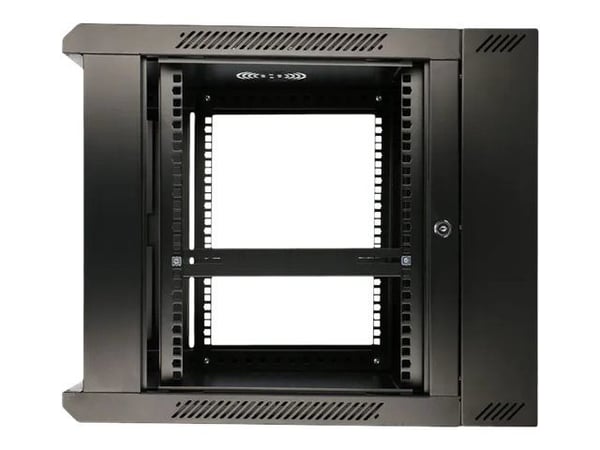 Extralink 9U 600X600 AZH WALL-MOUNTED RACKMOUNT CABINET SWING TYPE BLACK, Seinään asennettava laitekehikko, 9U, 60 kg, Näppäinlukko, Kotelon kiskot...