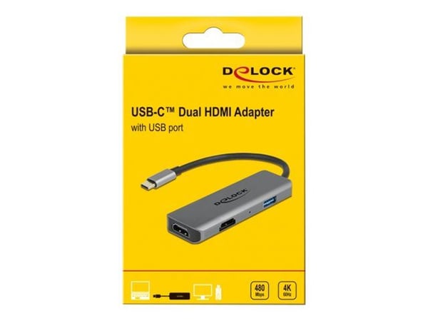 Delock - Dockningsstation - USB-C / Thunderbolt 3 - 2 x HDMI