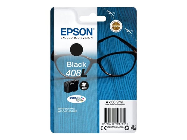 Epson Singlepack Black 408L DURABrite Ultra Ink, Perusvärintuotto, Väriainepohjainen muste, 36,9 ml, 2200 sivua, 1 kpl, Kertapakkaus